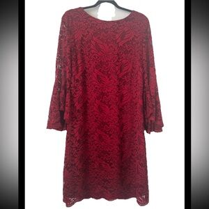 Liz Claiborne Burgundy Lace Party dress Size 14 Used Once  (0496)